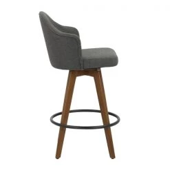 Lumisource Ahoy Counter Stool in Walnut and Grey Fabric -Kitchen & Dining Furniture Sales Store LumiSource20LLC B26xxAHOYUPxxWLGYxxxx2xxxx9b74bc