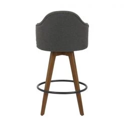 Lumisource Ahoy Counter Stool in Walnut and Grey Fabric -Kitchen & Dining Furniture Sales Store LumiSource20LLC B26xxAHOYUPxxWLGYxxxx4xxxx4d7d31
