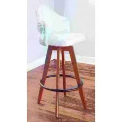 Lumisource Ahoy Counter Stool in Walnut and White Fabric with Blue Coral Design -Kitchen & Dining Furniture Sales Store LumiSource20LLC B26xxAHOYxxCORALxxWLWxxxx10xxxxc672ae