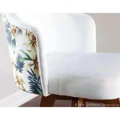 Lumisource Ahoy Counter Stool in Walnut and White Fabric with Floral Design -Kitchen & Dining Furniture Sales Store LumiSource20LLC B26xxAHOYxxFLORALxxWLWxxxx10xxxx092b8b
