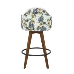 Lumisource Ahoy Counter Stool in Walnut and White Fabric with Floral Design -Kitchen & Dining Furniture Sales Store LumiSource20LLC B26xxAHOYxxFLORALxxWLWxxxx4xxxxed93ce