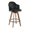 Lumisource Ahoy Counter Stool in Walnut and Black Faux Leather