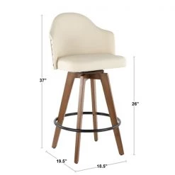 Lumisource Ahoy Counter Stool in Walnut and Cream Faux Leather -Kitchen & Dining Furniture Sales Store LumiSource20LLC B26xxAHOYxxWLxxCRxxDIMxx1a8873