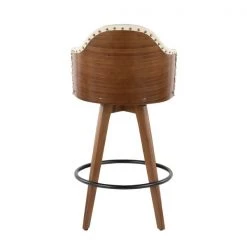 Lumisource Ahoy Counter Stool in Walnut and Cream Faux Leather -Kitchen & Dining Furniture Sales Store LumiSource20LLC B26xxAHOYxxWLxxCRxxxx4xxxx78bd75