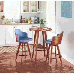 Lumisource Ahoy Counter Stool in Walnut and Grey Faux Leather -Kitchen & Dining Furniture Sales Store LumiSource20LLC B26xxAHOYxxWLxxGYxxxx10xxxx897e1d