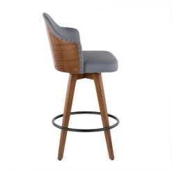 Lumisource Ahoy Counter Stool in Walnut and Grey Faux Leather -Kitchen & Dining Furniture Sales Store LumiSource20LLC B26xxAHOYxxWLxxGYxxxx2xxxx828e1b