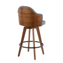 Lumisource Ahoy Counter Stool in Walnut and Grey Faux Leather -Kitchen & Dining Furniture Sales Store LumiSource20LLC B26xxAHOYxxWLxxGYxxxx3xxxx745046