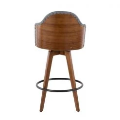 Lumisource Ahoy Counter Stool in Walnut and Grey Faux Leather -Kitchen & Dining Furniture Sales Store LumiSource20LLC B26xxAHOYxxWLxxGYxxxx4xxxxf3e620