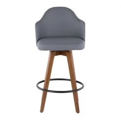 Lumisource Ahoy Counter Stool in Walnut and Grey Faux Leather -Kitchen & Dining Furniture Sales Store LumiSource20LLC B26xxAHOYxxWLxxGYxxxx5xxxx490040