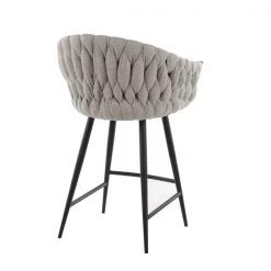 Lumisource Braided Matisse Counter Stool in Grey Faux Leather and Cream Fabric -Kitchen & Dining Furniture Sales Store LumiSource20LLC B26xxBRAIDMATxxBKCRGYxxxx3xxxxb9b81a
