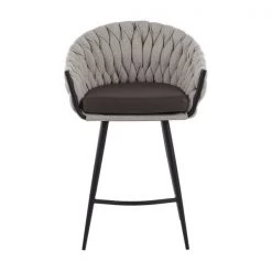 Lumisource Braided Matisse Counter Stool in Grey Faux Leather and Cream Fabric -Kitchen & Dining Furniture Sales Store LumiSource20LLC B26xxBRAIDMATxxBKCRGYxxxx5xxxx7d4ddf
