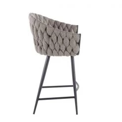 Lumisource Braided Matisse Counter Stool in Cream Faux Leather and Grey Fabric -Kitchen & Dining Furniture Sales Store LumiSource20LLC B26xxBRAIDMATxxBKGYCRxxxx2xxxx70a2e0