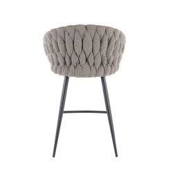 Lumisource Braided Matisse Counter Stool in Cream Faux Leather and Grey Fabric -Kitchen & Dining Furniture Sales Store LumiSource20LLC B26xxBRAIDMATxxBKGYCRxxxx4xxxxcb7961