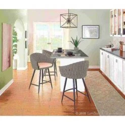 Lumisource Braided Matisse Counter Stool in Cream Faux Leather and Grey Fabric -Kitchen & Dining Furniture Sales Store LumiSource20LLC B26xxBRAIDMATxxBKGYCRxxxx8xxxx8fe701