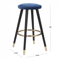 Lumisource Cavalier Counter Stool in Black Wood, Blue Velvet and Gold, PK 2 -Kitchen & Dining Furniture Sales Store LumiSource20LLC B26xxCAVLERxxBKVBU2xxDIMxx971d16