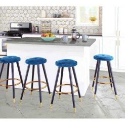 Lumisource Cavalier Counter Stool in Black Wood, Blue Velvet and Gold, PK 2 -Kitchen & Dining Furniture Sales Store LumiSource20LLC B26xxCAVLERxxBKVBU2xxxx10xxxx28ac7b