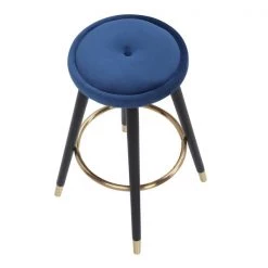 Lumisource Cavalier Counter Stool in Black Wood, Blue Velvet and Gold, PK 2 -Kitchen & Dining Furniture Sales Store LumiSource20LLC B26xxCAVLERxxBKVBU2xxxx6xxxx245b62