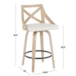 Lumisource Charlotte Counter Stool in White Washed Wood and Cream Fabric, PK 2 -Kitchen & Dining Furniture Sales Store LumiSource20LLC B26xxCHARLOTxxWWCR2xxDIMxxf336b9