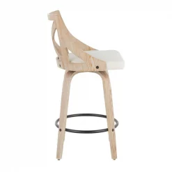 Lumisource Charlotte Counter Stool in White Washed Wood and Cream Fabric, PK 2 -Kitchen & Dining Furniture Sales Store LumiSource20LLC B26xxCHARLOTxxWWCR2xxxx3xxxx2821a4