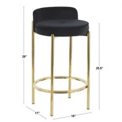 Lumisource Chloe Counter Stool in Gold Metal and Black Velvet, PK 2 -Kitchen & Dining Furniture Sales Store LumiSource20LLC B26xxCHLOExxAUVBK2xxDIMxx611f2e