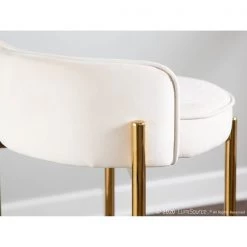 Lumisource Chloe Counter Stool in Gold Metal and White Velvet, PK 2 -Kitchen & Dining Furniture Sales Store LumiSource20LLC B26xxCHLOExxAUVW2xxxx10xxxx031458