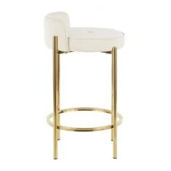 Lumisource Chloe Counter Stool in Gold Metal and White Velvet, PK 2 -Kitchen & Dining Furniture Sales Store LumiSource20LLC B26xxCHLOExxAUVW2xxxx3xxxxf3298e