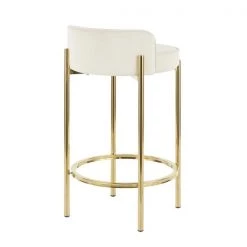 Lumisource Chloe Counter Stool in Gold Metal and White Velvet, PK 2 -Kitchen & Dining Furniture Sales Store LumiSource20LLC B26xxCHLOExxAUVW2xxxx4xxxx639892