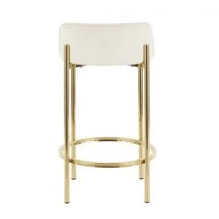 Lumisource Chloe Counter Stool in Gold Metal and White Velvet, PK 2 -Kitchen & Dining Furniture Sales Store LumiSource20LLC B26xxCHLOExxAUVW2xxxx5xxxx5bfbb9