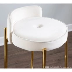 Lumisource Chloe Counter Stool in Gold Metal and White Velvet, PK 2 -Kitchen & Dining Furniture Sales Store LumiSource20LLC B26xxCHLOExxAUVW2xxxx9xxxxcd4d9c