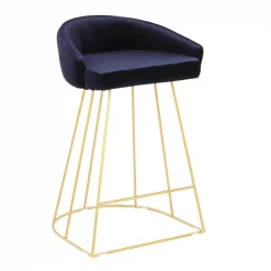 Lumisource Canary Counter Stool in Gold with Blue Velvet, PK 2 -Kitchen & Dining Furniture Sales Store LumiSource20LLC B26xxCNRYUPxxAUBU2xxxx2xxxxa4fdce