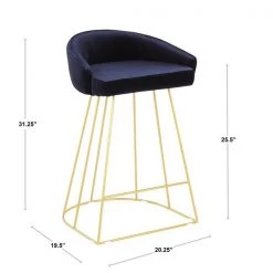Lumisource Canary Counter Stool in Gold with White Velvet Fabric, PK 2 -Kitchen & Dining Furniture Sales Store LumiSource20LLC B26xxCNRYUPxxAUVW2xxDIMxx5e32aa