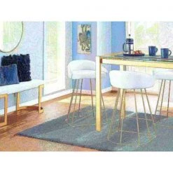 Lumisource Canary Counter Stool in Gold with White Velvet Fabric, PK 2 -Kitchen & Dining Furniture Sales Store LumiSource20LLC B26xxCNRYUPxxAUVW2xxxx9xxxx322a2c