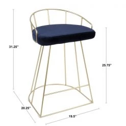 Lumisource Canary Counter Stool in Gold with Blue Velvet, PK 2 -Kitchen & Dining Furniture Sales Store LumiSource20LLC B26xxCNRYxxAUxxBU2xxDIMxxc79ba9