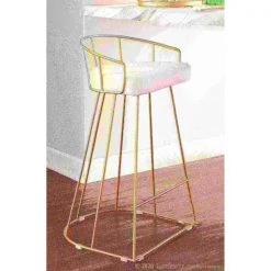 Lumisource Canary Counter Stool in Gold with White Velvet Fabric, PK 2 -Kitchen & Dining Furniture Sales Store LumiSource20LLC B26xxCNRYxxAUxxVW2xxxx11xxxxa758bd