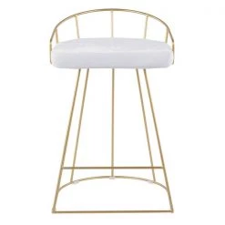 Lumisource Canary Counter Stool in Gold with White Velvet Fabric, PK 2 -Kitchen & Dining Furniture Sales Store LumiSource20LLC B26xxCNRYxxAUxxVW2xxxx6xxxx293739