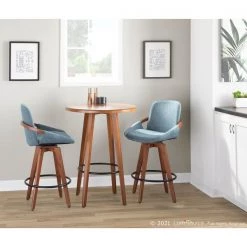 Lumisource Cosmo Counter Stool in Walnut and Blue Noise Fabric -Kitchen & Dining Furniture Sales Store LumiSource20LLC B26xxCOSMOxxWLFBUxxxx10xxxx84bfd3