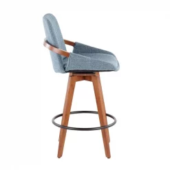 Lumisource Cosmo Counter Stool in Walnut and Blue Noise Fabric -Kitchen & Dining Furniture Sales Store LumiSource20LLC B26xxCOSMOxxWLFBUxxxx2xxxxbf6eb0