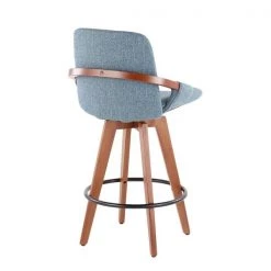 Lumisource Cosmo Counter Stool in Walnut and Blue Noise Fabric -Kitchen & Dining Furniture Sales Store LumiSource20LLC B26xxCOSMOxxWLFBUxxxx3xxxx7348e8