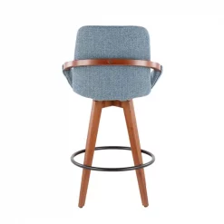 Lumisource Cosmo Counter Stool in Walnut and Blue Noise Fabric -Kitchen & Dining Furniture Sales Store LumiSource20LLC B26xxCOSMOxxWLFBUxxxx4xxxxe27198