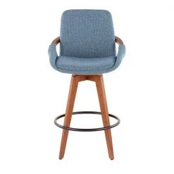Lumisource Cosmo Counter Stool in Walnut and Blue Noise Fabric -Kitchen & Dining Furniture Sales Store LumiSource20LLC B26xxCOSMOxxWLFBUxxxx5xxxxb80451