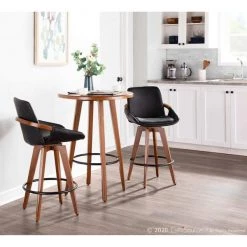 Lumisource Cosmo Counter Stool in Walnut and Black Faux Leather -Kitchen & Dining Furniture Sales Store LumiSource20LLC B26xxCOSMOxxWLxxBKxxxx11xxxxfb05b4