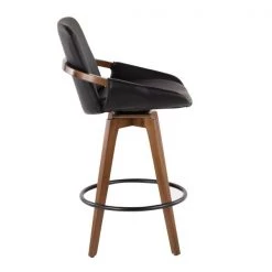Lumisource Cosmo Counter Stool in Walnut and Black Faux Leather -Kitchen & Dining Furniture Sales Store LumiSource20LLC B26xxCOSMOxxWLxxBKxxxx2xxxxc3f2bf