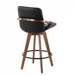 Lumisource Cosmo Counter Stool in Walnut and Black Faux Leather -Kitchen & Dining Furniture Sales Store LumiSource20LLC B26xxCOSMOxxWLxxBKxxxx3xxxxe51f2e