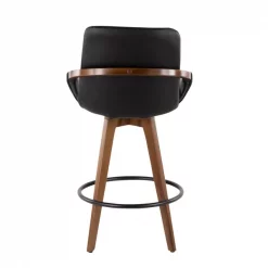 Lumisource Cosmo Counter Stool in Walnut and Black Faux Leather -Kitchen & Dining Furniture Sales Store LumiSource20LLC B26xxCOSMOxxWLxxBKxxxx4xxxxf7df1a