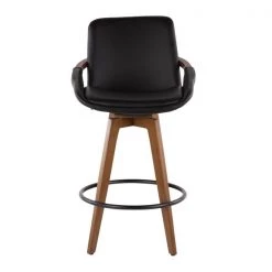 Lumisource Cosmo Counter Stool in Walnut and Black Faux Leather -Kitchen & Dining Furniture Sales Store LumiSource20LLC B26xxCOSMOxxWLxxBKxxxx5xxxx9adf08