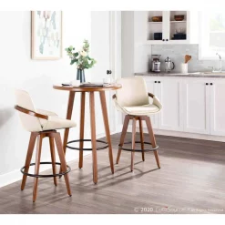 Lumisource Cosmo Counter Stool in Walnut and Cream Faux Leather -Kitchen & Dining Furniture Sales Store LumiSource20LLC B26xxCOSMOxxWLxxCRxxxx11xxxx599809