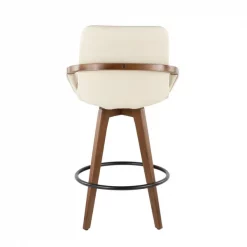 Lumisource Cosmo Counter Stool in Walnut and Cream Faux Leather -Kitchen & Dining Furniture Sales Store LumiSource20LLC B26xxCOSMOxxWLxxCRxxxx4xxxx8bed3f