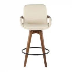 Lumisource Cosmo Counter Stool in Walnut and Cream Faux Leather -Kitchen & Dining Furniture Sales Store LumiSource20LLC B26xxCOSMOxxWLxxCRxxxx5xxxx825e2b