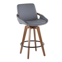 Lumisource Cosmo Counter Stool in Walnut and Grey Faux Leather