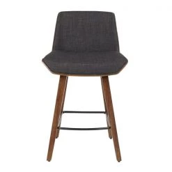 Lumisource Corazza Counter Stool in Walnut Wood and Charcoal Fabric -Kitchen & Dining Furniture Sales Store LumiSource20LLC B26xxCRZZXxxWLxxCHAxxxx5xxxx23b180